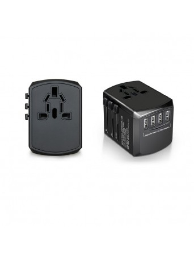 Universal Travel Adapter ( 4 USB Port ) 5V 4.5A - Black